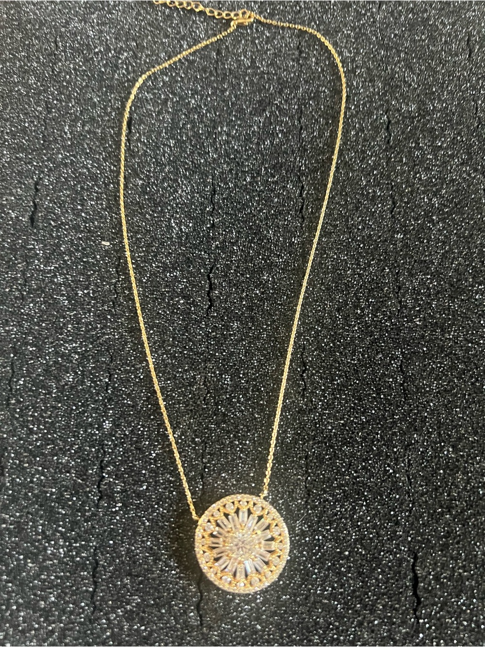 Gold Tone Circular Pendant Necklace